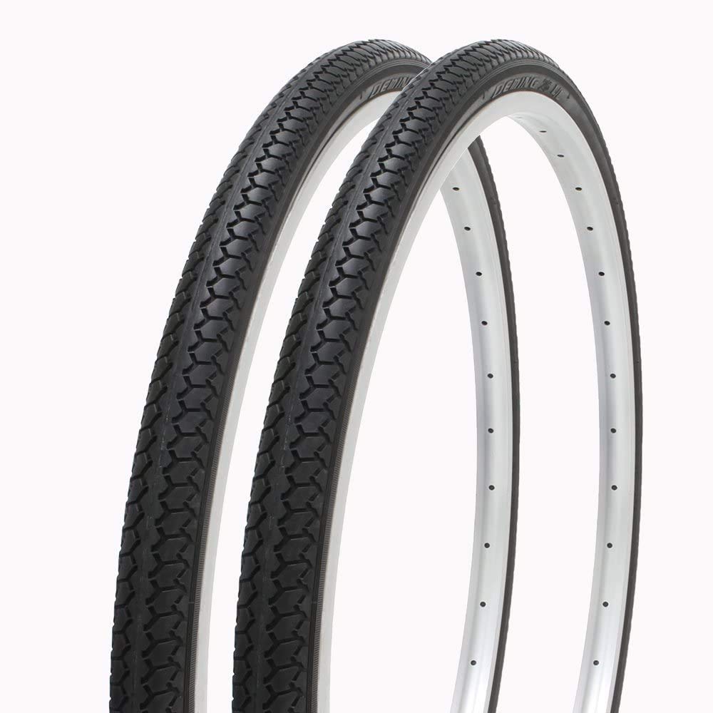 SHINKO Bicycle Tire and Tube Set 27x1 WO SR078 DEMING LL 27-inch (Pair) 3/8 (Black/Black)