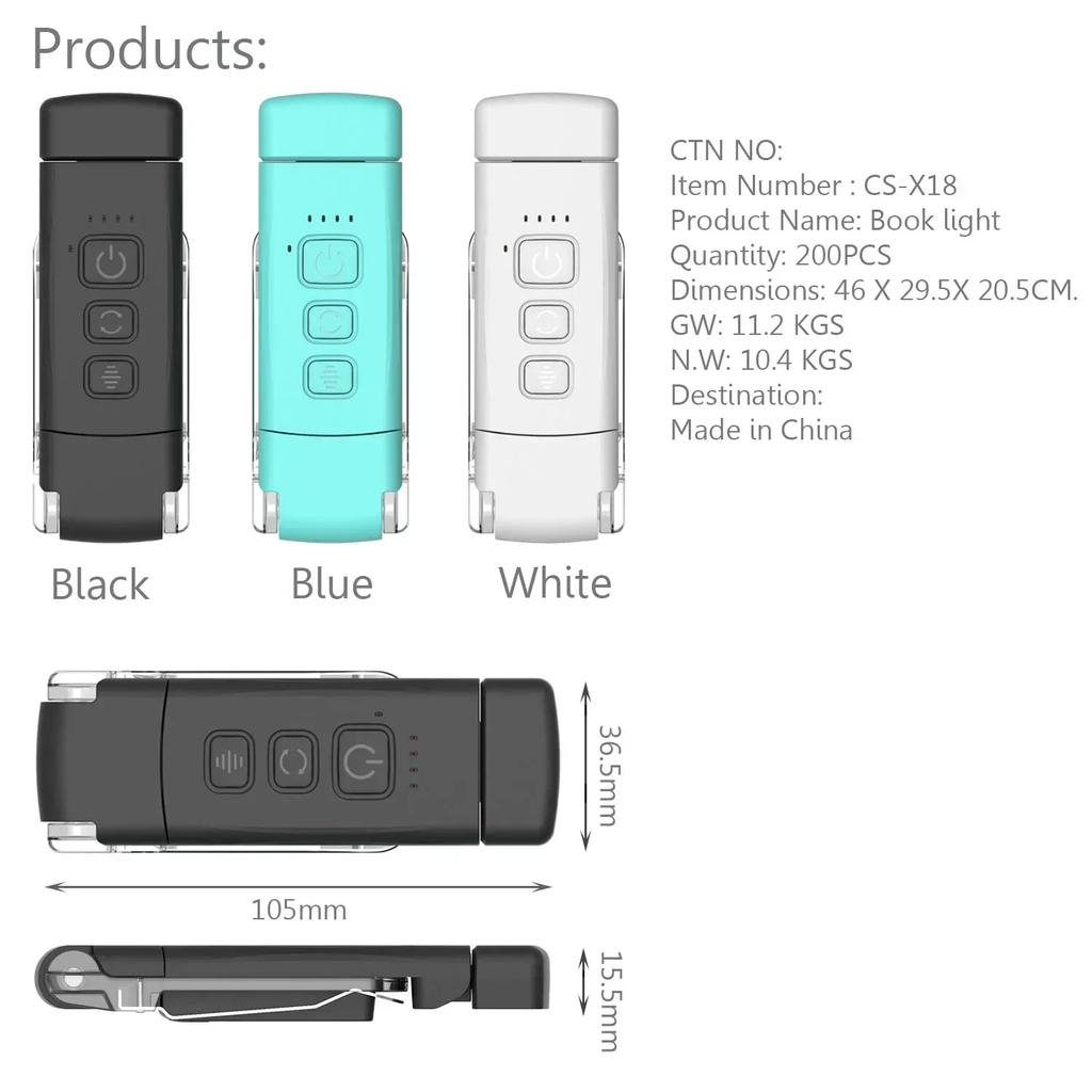 Mini Light Reading Clip Book Light With Timer Rechargeable Clip-on Bookmark Book Light Led Read Light Portable Bedside Desk Lamp