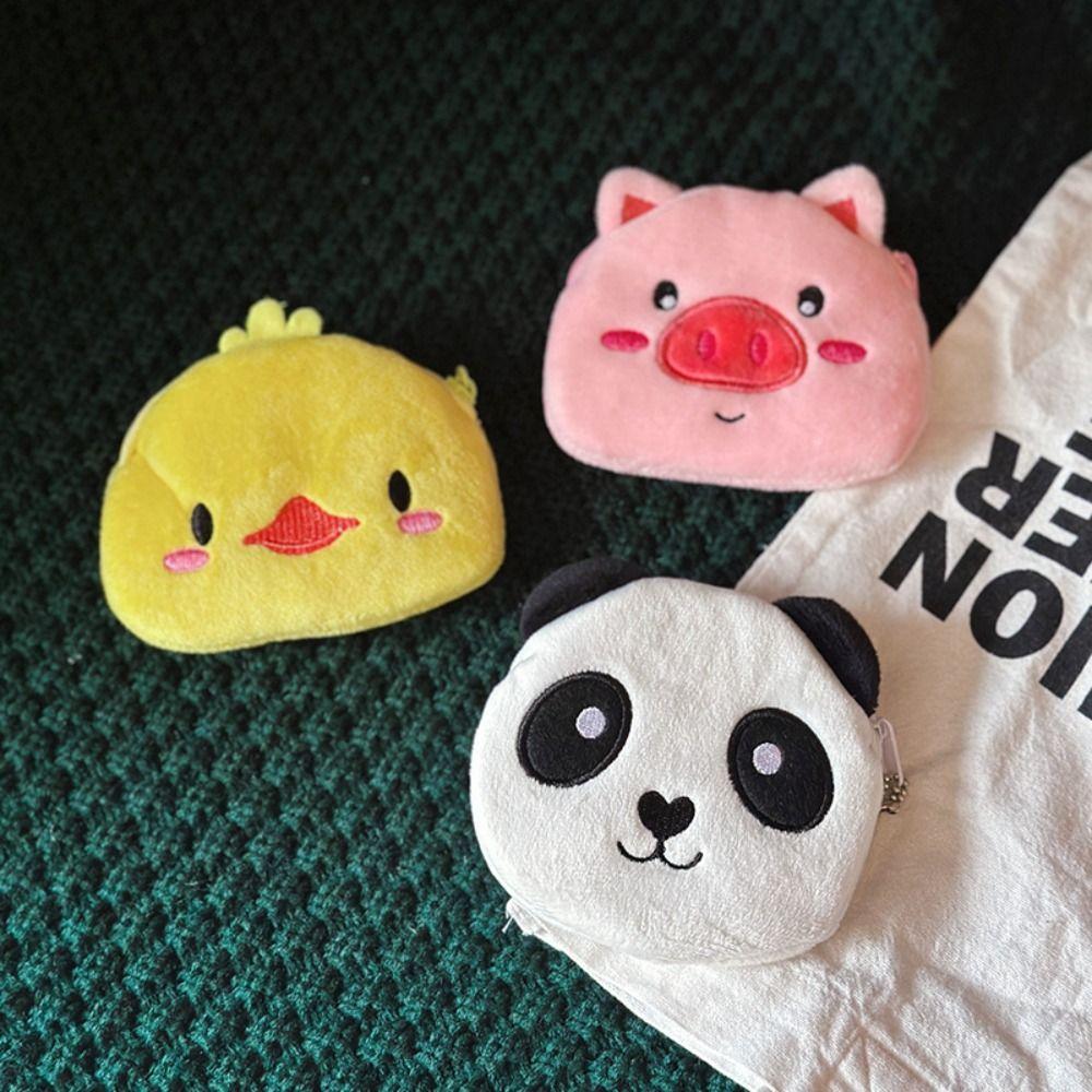 Bear Panda Plush Coin Purse Cartoon Cartoon Storage Bag Portable Plush Earphone Bag  Children