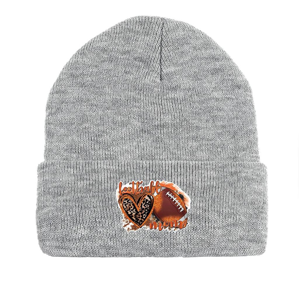 Football Heart Warm Knitted Cap Beanie, "football Mom" Skullies Beanies Soft Winter Solid Color Pompom Beanies Knit Hat Beanie