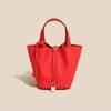 2025 Trending Women's Genuine Leather Cowhide Bucket Bag: Versatile, Top Layer Vegetable Tanned Handbag