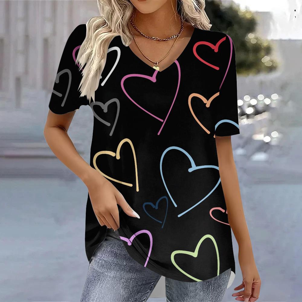 Women's Casual Versatile High-quality Breathable Short Sleeved V-neck T-shirt
