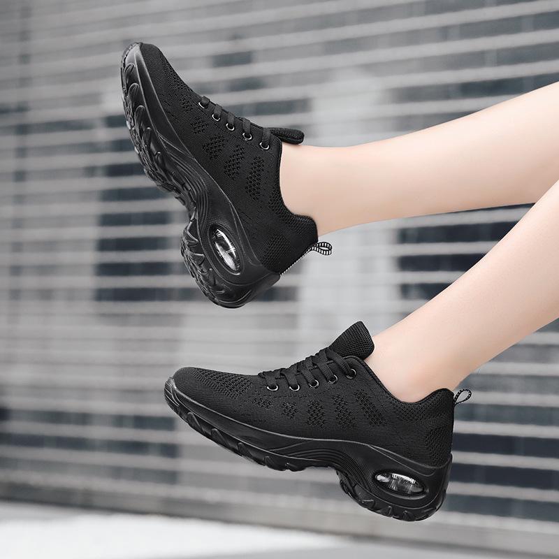 Women Air-cushion Casual Sneakers Breathable Knitted Dancing Shoes Fashion Platform Shoes Running Jogging Sports Shoes