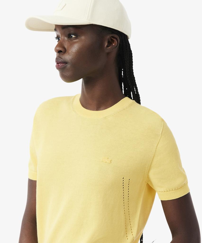 LACOSTE Women'S Light Cotton Short Sleeve Sweater Af5025-56G 107