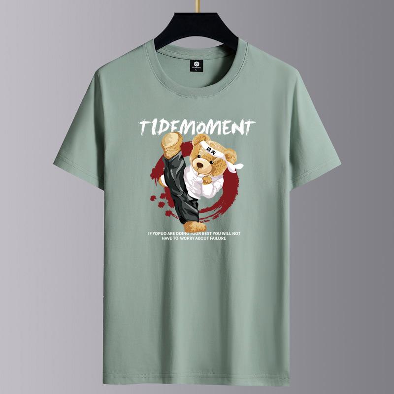 Herr Bomulls Kortärmad Sommar T-shirt, Lös Passform Trendig Topp