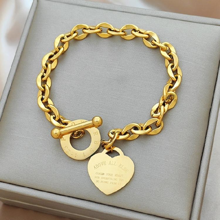 Adjustable OT Buckles Heart Charm Stainless Alloy Jewelry Elegant Wrist Chain For Sensitive Skin And Long Lasting Shine