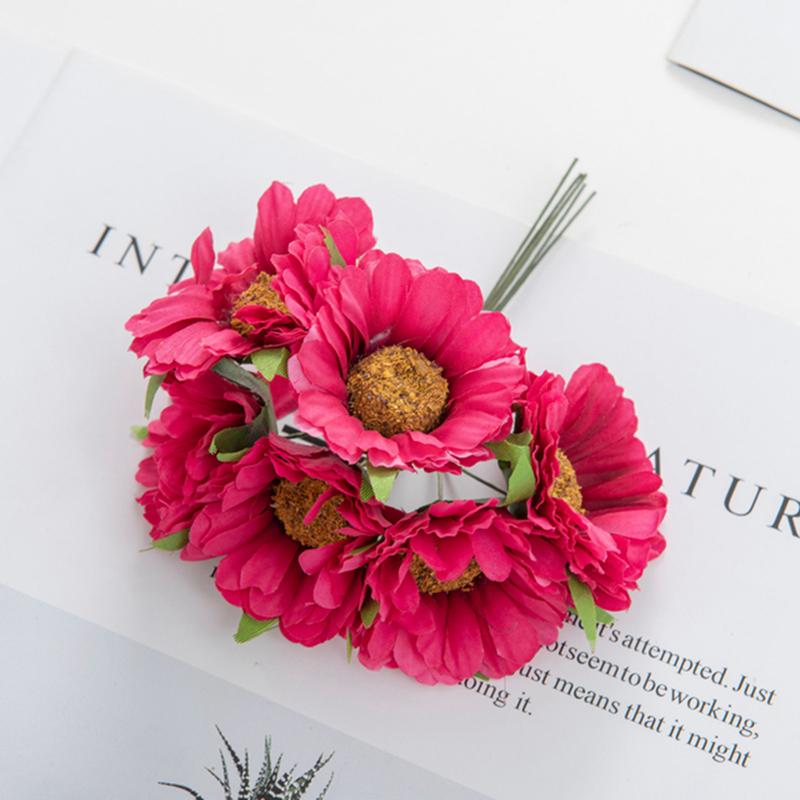 6 Stück Künstliche Blumen Handgemacht Gerbera Mode Haus Garten Braut DIY Geschenk Kranz Material Hochzeitsbankett Dekoration Weihnachten