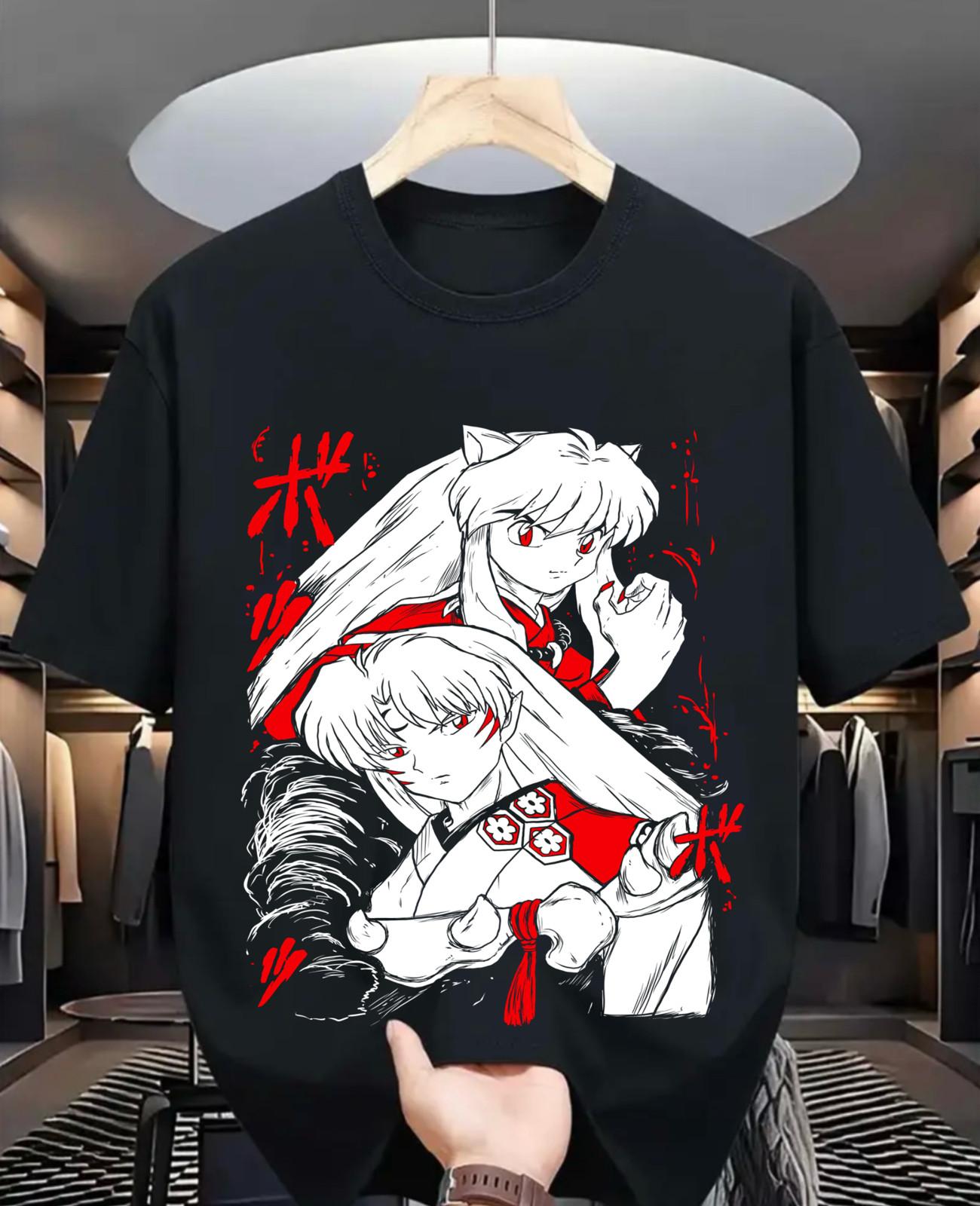 Inuyasha Sesshomaru T-Shirt Roter Mond Inu Yasha Kawaii Anime T-Shirt Alle Größen XXXL white