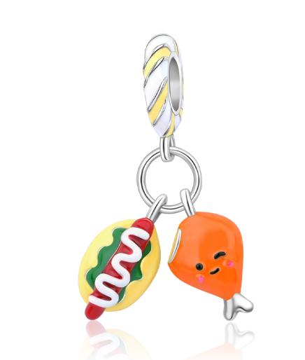 925 Silver Food Series Charms Beads Coffee Cup Bread Cake Ice Cream Pendant Fit Bracelet Necklace Women DIY Fine Gifts