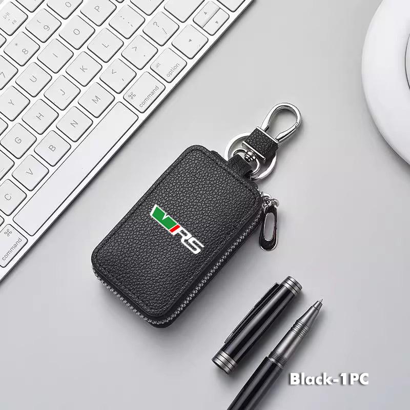 WFDZ5 Car Key Protector Bag Key Holder Mini Auto Key Case Wallet Zipper Bag Keychain For Skoda S Kodiaq Octavia 2 3 Yeti Karoq Rapid