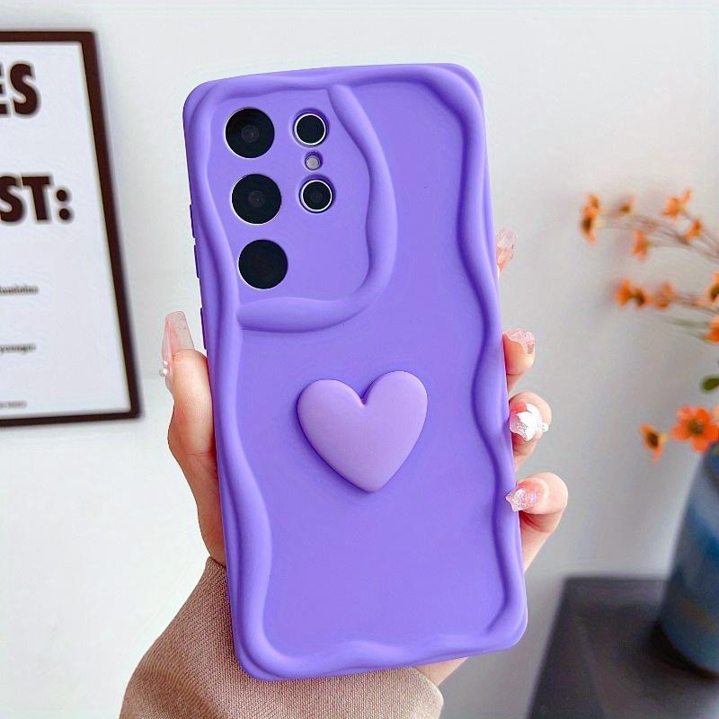 

Cute 3D Love Case для Samsung Galaxy S24 S23 FE S22 S21 S20 UItra A55 A54 A53 A52 A51 A50 A15 A14 A05 5G Soft TPU Protect Cover S21 фіолетовий