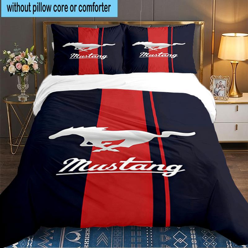3PCS Mustang Bedding Set,Including 1pc Duvet Cover And 2pcs Pillowcases Perfect for Bedroom, Dormitory, Large Size Fan Christmas Gift