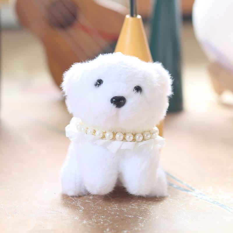 Drăguț Pomeranian catelus pandantiv jucărie de pluș păpușă perlă urs geantă agățat breloc păpușă