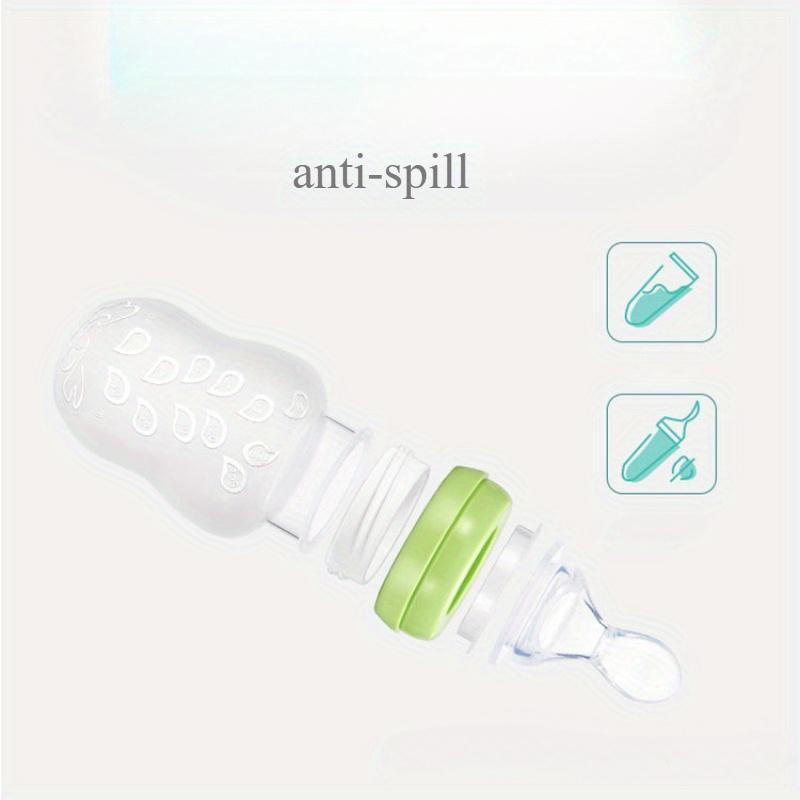 Sichere und praktische Silikon-Babyflasche mit Löffel, Nahrungsergänzungsmittel, Reisflockenflasche, Quetschlöffel, Milchflasche, Tasse