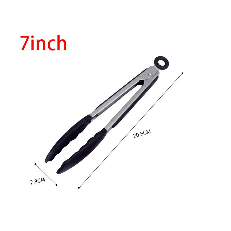 Silicone Food Tong Stainless Steel Grillingtongs Silicone Non-slip Cooking Clip Clamp Bbq Salad Tools Grill Kitchen Accessories