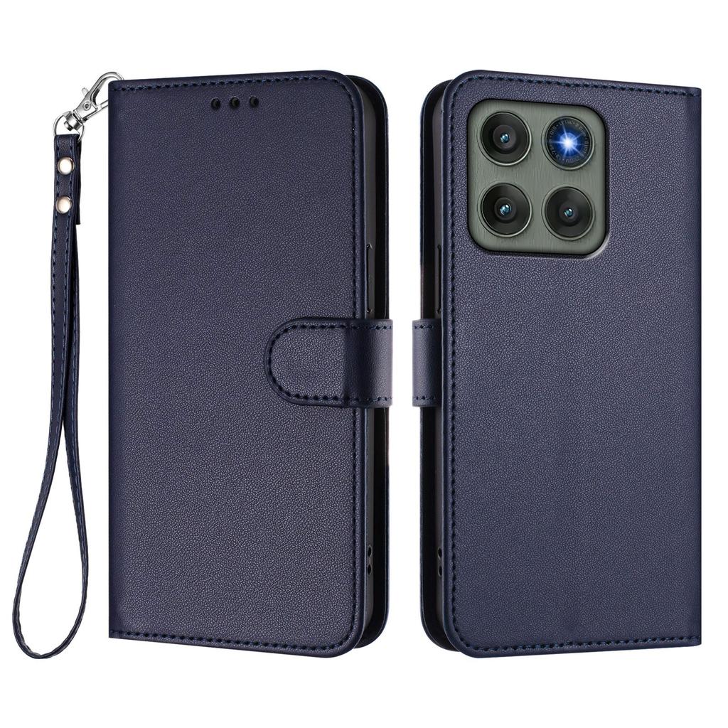 For Motorola Edge 60 Pro 5G Leather Case Wallet Stand Phone Cover with Wrist Strap