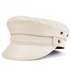 100% Sheepskin Military Hat - XXL Genuine Leather Flat Top Cap for Men/Women, Vintage Rock Style Unisex Headwearoll Captain Hat