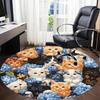1pc Cat Flowers Office Round Rug, Carpet for Office, Gaming, Lightweight Round Floor Mat yy260208078