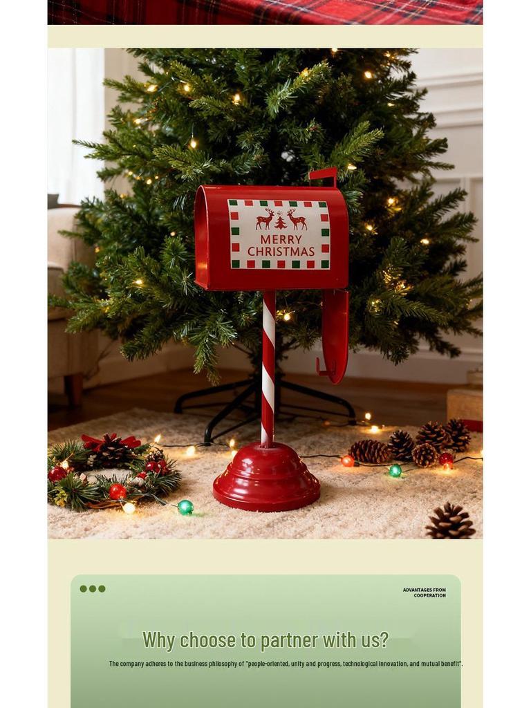 Iron Art Christmas Mailbox Ornament - Festive Indoor Decoration and Gift Stand