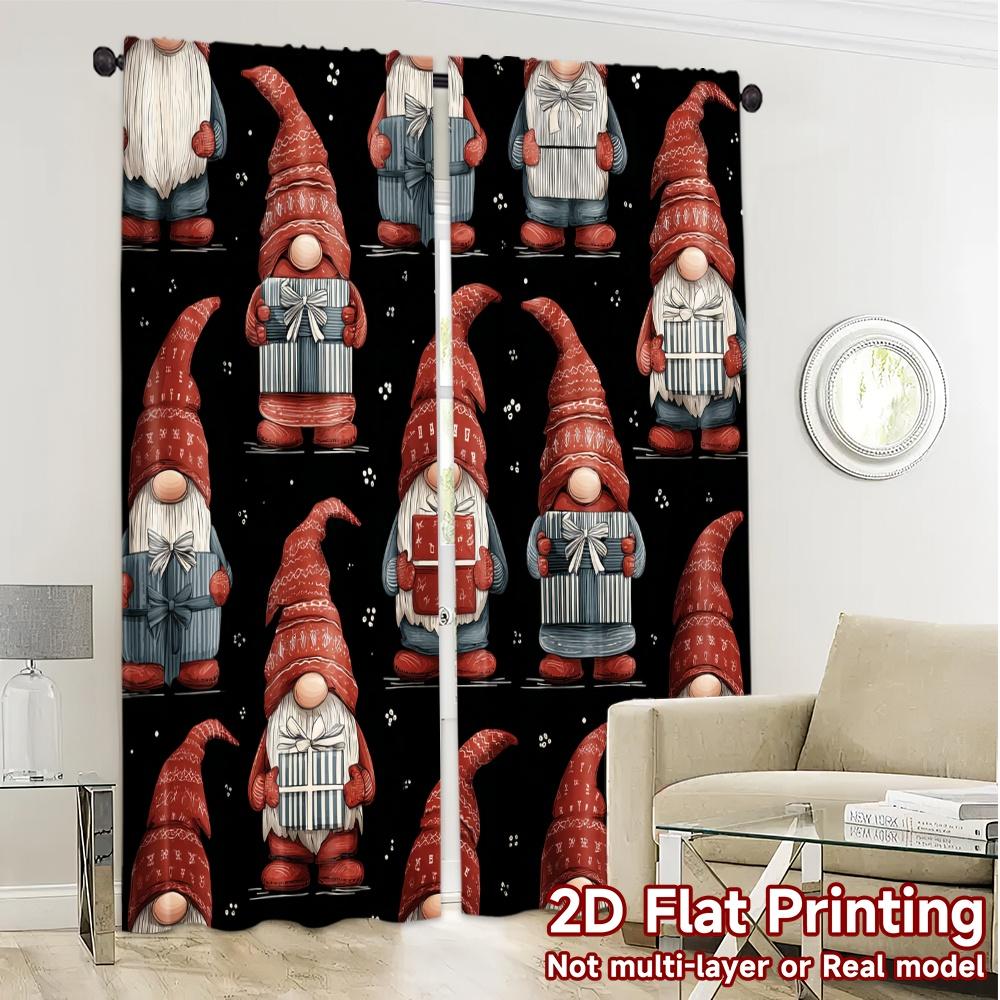 2D Flat Printing  JIT 2pcs   Curtains (Without Rod) GnomeGreetings Popular Pattern Curtains Versatile Polyester Curtains