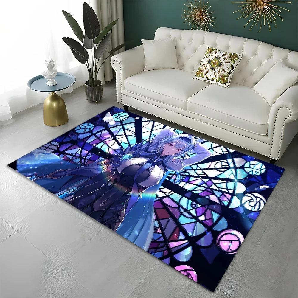 Genshin Impact Gamer-Cartoon-Teppich für Wohnzimmer, Schlafzimmer, Sofa, Fußmatte, Kinderzimmerteppich, rutschfeste Bodenmatte