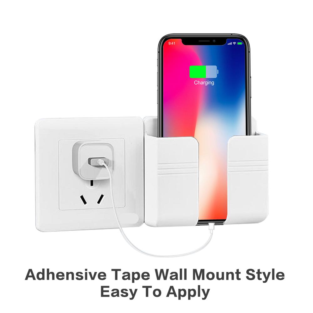 1Pcs Punch-free Mobile Phone Holder Wall Mount Stand Remote Control Organizer Storage Box Charging Bedside Container Rack