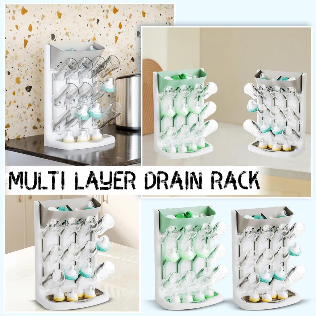 New Plastic Baby Bottle Drying Rack | Multi-Layer Desktop Stand For Nipples, Cups & Bottles