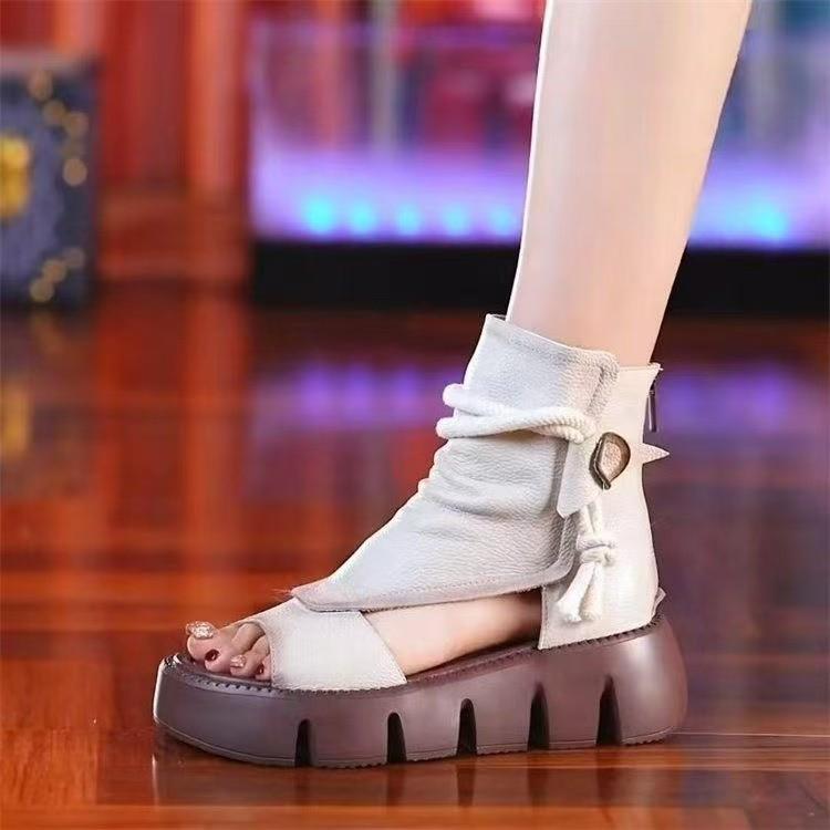 Foreign Trade Export Roman Shoes Women's Summer Casual Fashion 2025 New High-top Heel Cool Boots Thick-soled Fish Mouth