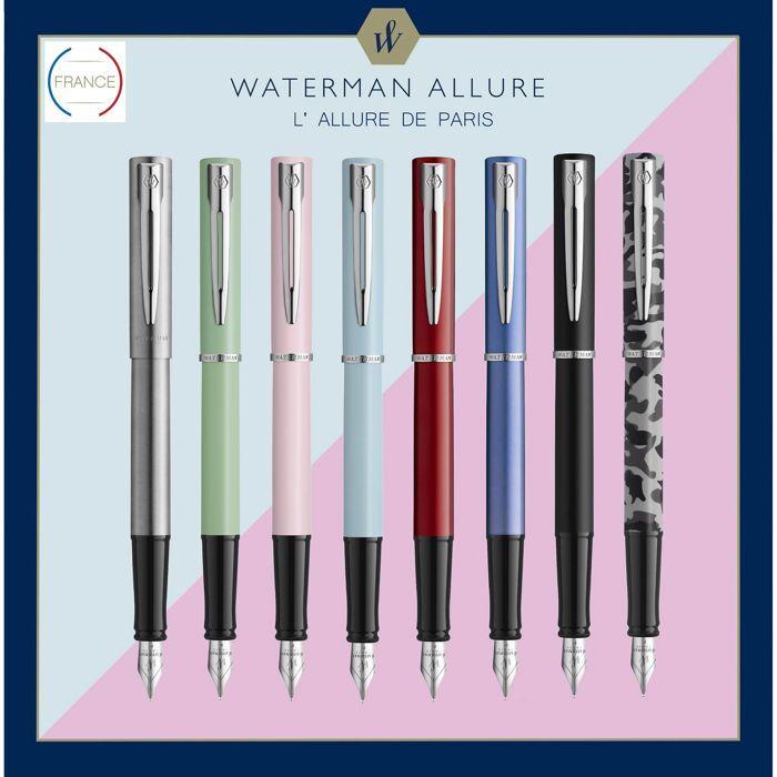 Stylo plume - WATERMAN - Graduate Allure - Laque bleue satinée - Attributs chromés - Pointe fine