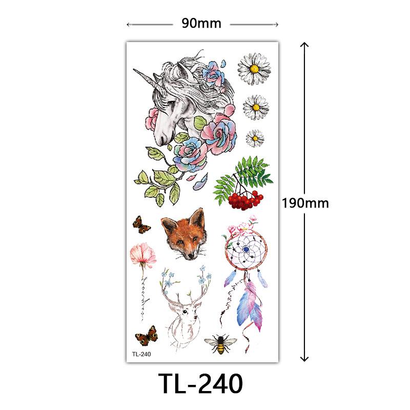 

Цветочные тату-наклейки, Цветные эскизные тату-наклейки, Английские буквы, Свадебная фотография тату 90*190mm