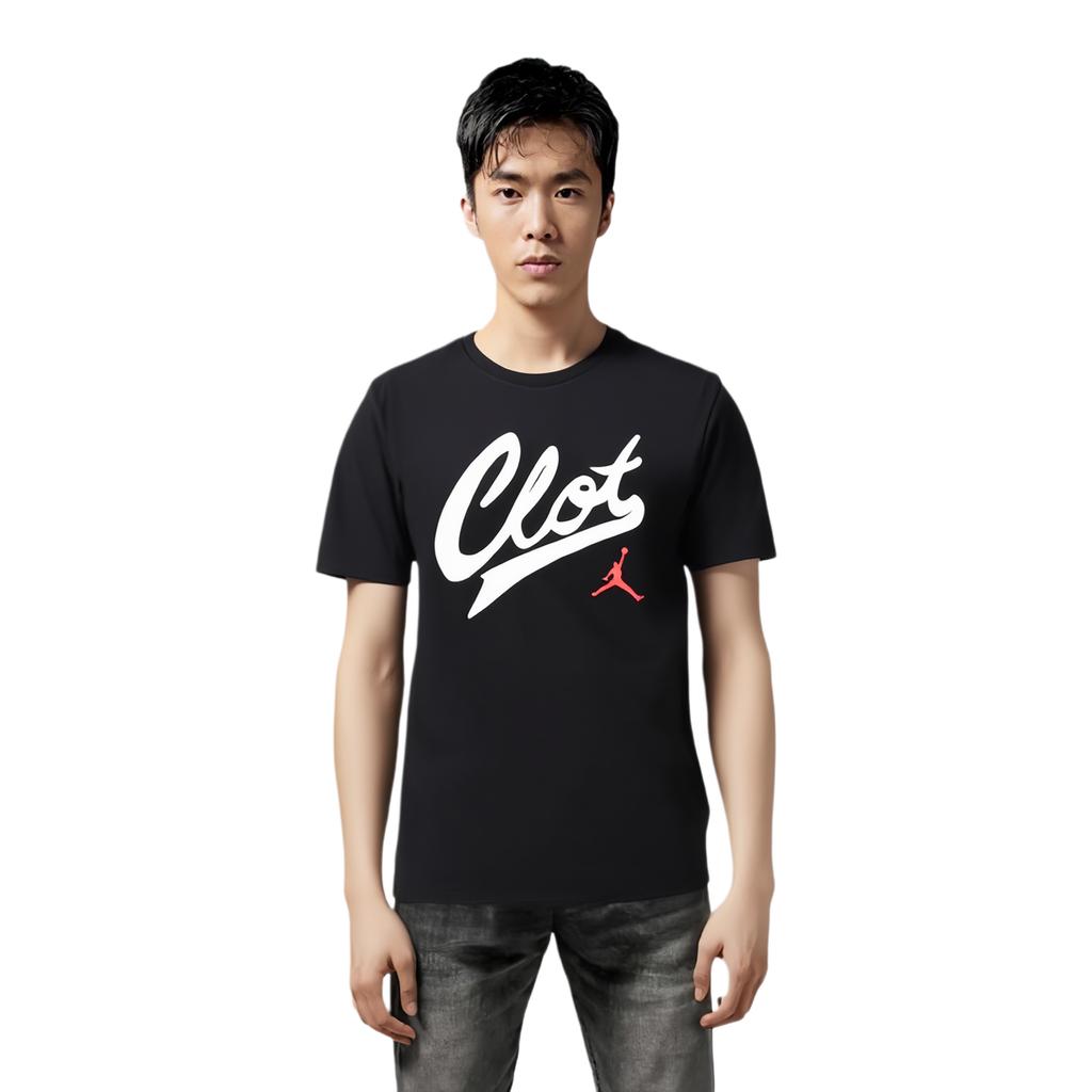 Air Jordan X Clot Collab Printed Round Neck Short Sleeve T-Shirt Men Tops Black AV6260-010