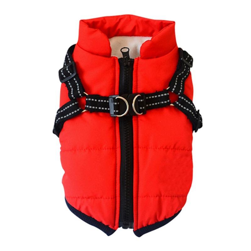 Große Hundejacke mit Geschirr, weiche, warme Hundekleidung für den Winter, Labrador, Französische Bulldogge, wasserdichte Mantel-Outfit-Weste für Hunde, S-4XL