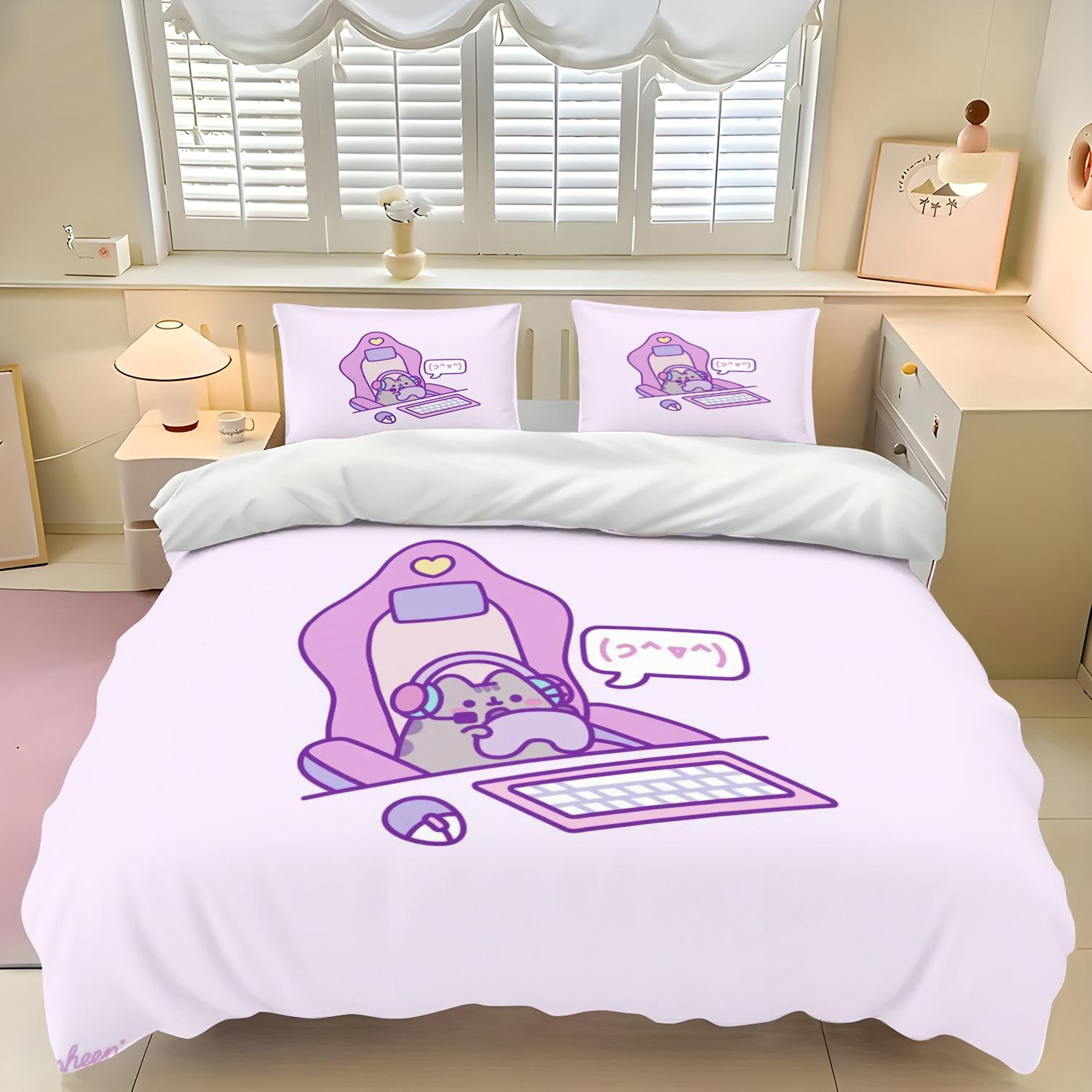 

Підковдра Наволочка Комплект постільної білизни Мультяшний P-PusheenS Кіт Дорослий Хлопчик Дівчинка Декор Спальні Дитячий Односпальний Двоспальний Великий Розмір 140x210cm