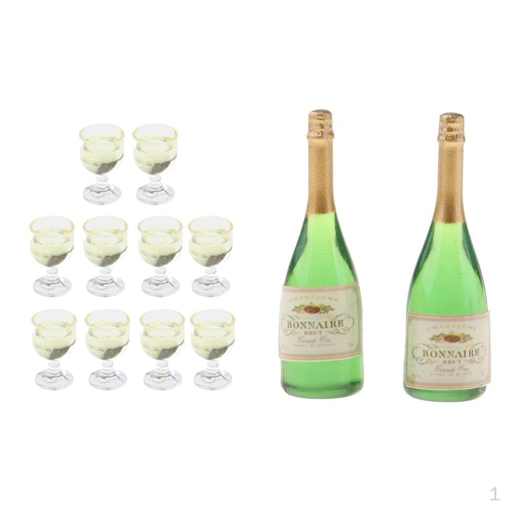 

10 шт. Миниатюрные бокалы для вина в масштабе 1/12 + 2 шт. бутылки