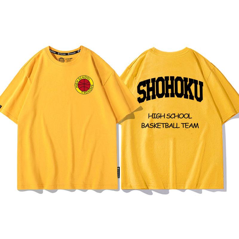 Cool anime Slam Dunk cartoon short-sleeved T-shirt for men summer front and back print loose clothes around Yukawa Kaede