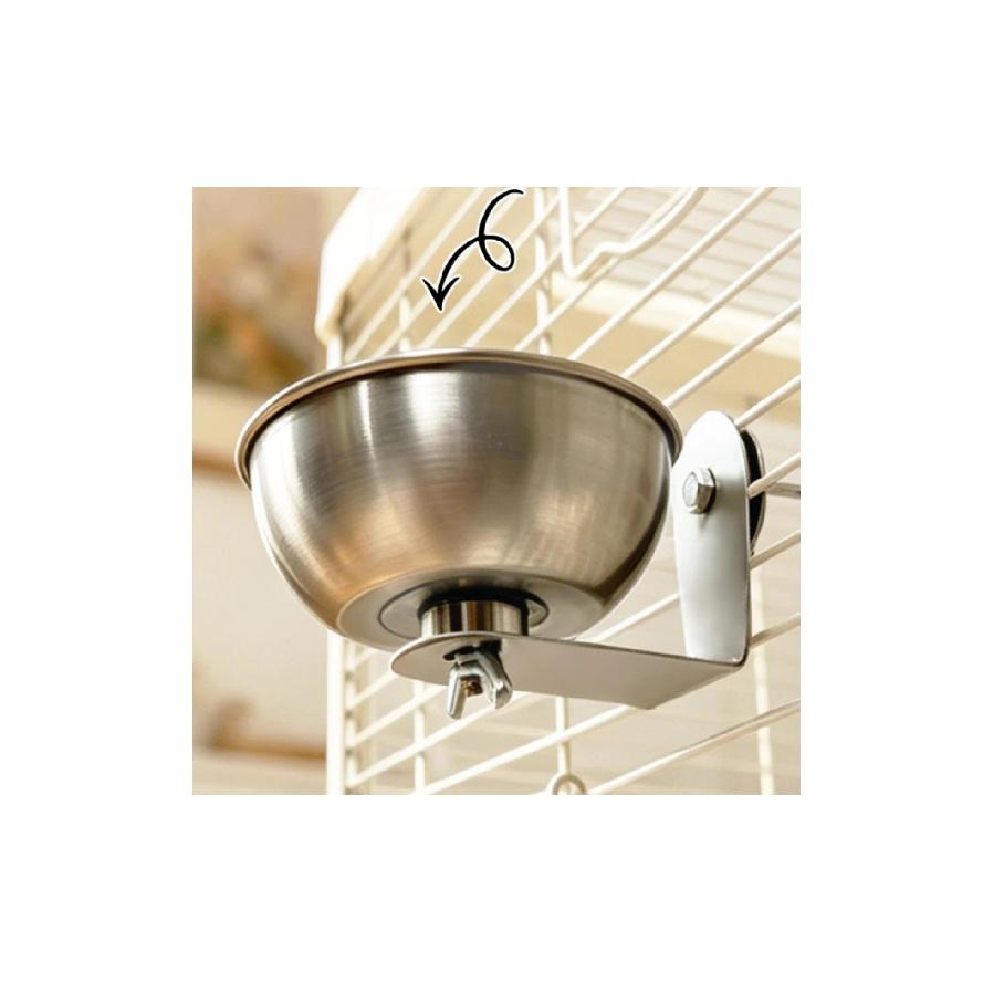 Cage Feeder Bowl Stainless Steel Bird Feeding Bowl Pet Supplies Screw Fastened