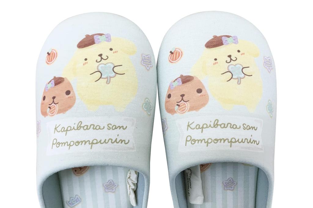 Atelier Momo and Capybara X Pompompurin Room Indoor M Size Mint Momo Slippers, Shoes, Slippers, Gift, 23-25cm, Green, KPZ43981-51