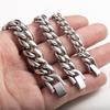 Men's Fashionable Polished Cuban Link Necklace - Thick Titanium & Stainless Steel Chain with Clasp