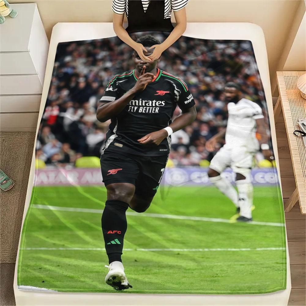 Bukayo Saka Printed Flannel Blanket, soft throw for bedroom sofa, washable, fan merchandise, great gift.