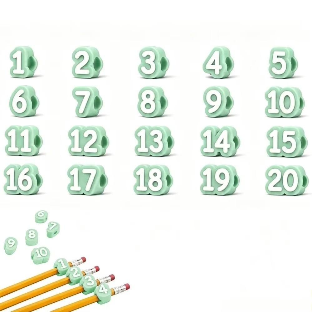 50pcs Soft Pencil Tracking Markers Silicone Numbered Pencil Caps Reusable Pencil Labels Girls