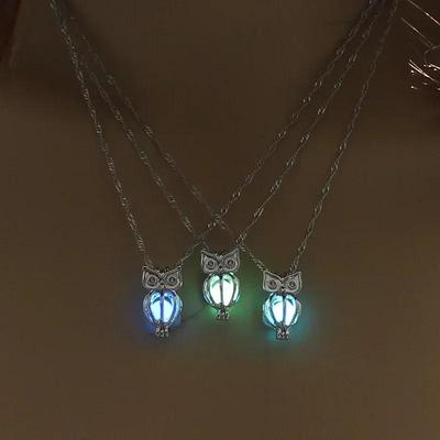 New Style Glowing Owl Pendant Necklace Cute Luminous Jewelry Choker 3 Colors Atmosphere Birthday Gift for Women