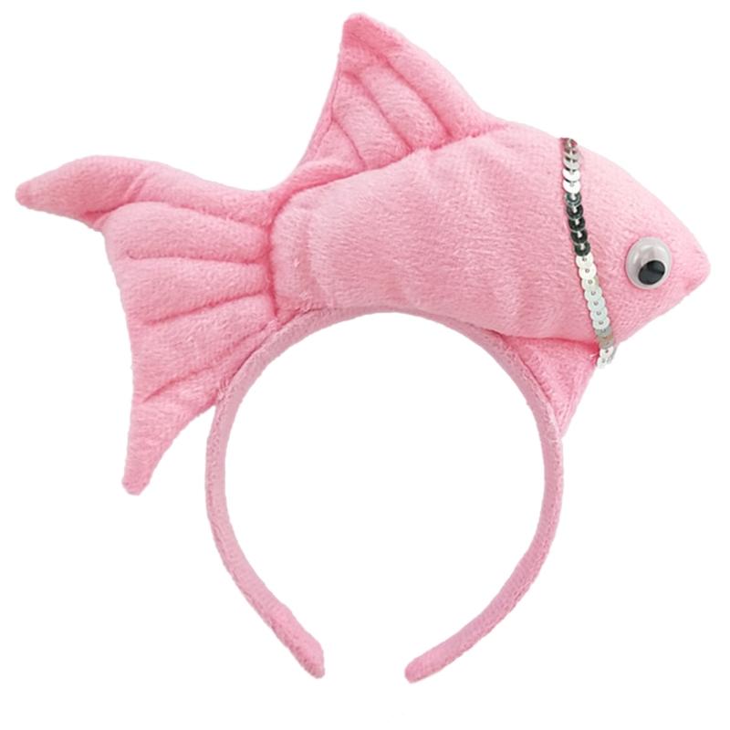 Students Taking Photo Hairband Stuffed Fish Shape Hair Hoop for Halloween