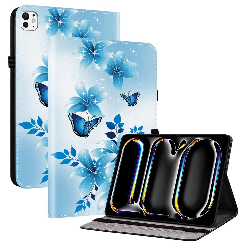 For iPad Pro 13 (2025)/13 (2024) Leather Case Pattern Printed Stand Tablet Cover with Card Slots