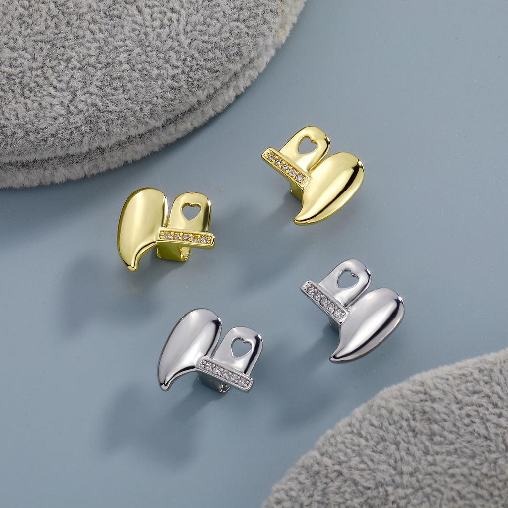 High-Quality Gold-Plated Dental Braces Micro-Inlaid Zircon Small Tiger Teeth Left-Right Symmetrical Sharp Teeth Set TEMU Hot Sale