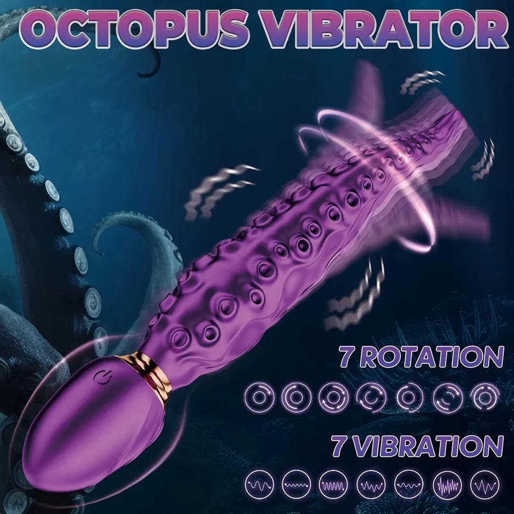 Octopus Tentacle Clitoral Vibrator Vibrating Realistic Monster G Spot Dildos with 9 Vibration Rotation Modes SexToys Penetration