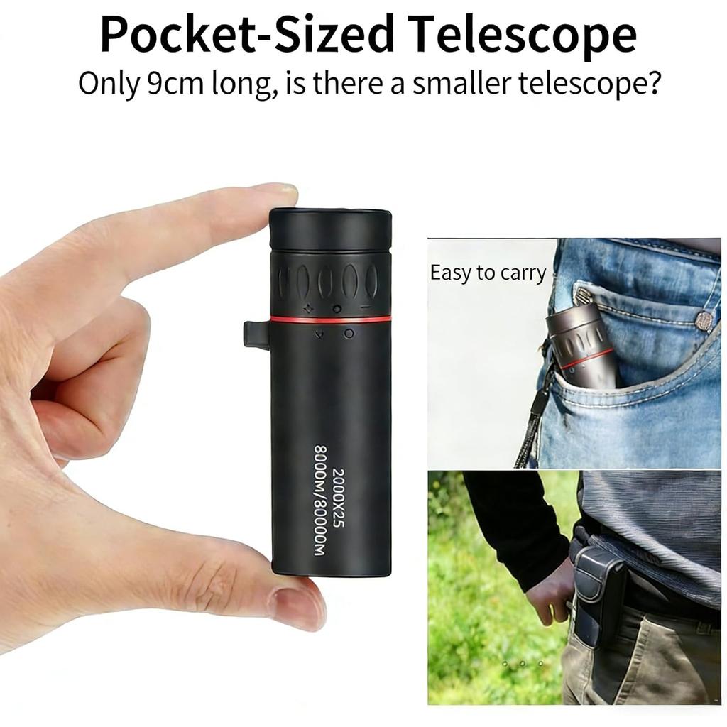 Mini Monocular Telescope, 25X High Definition with Multilayer Coating, Waterproof & Compact Design for Adults & Kids, for Hiking, Bird Watching