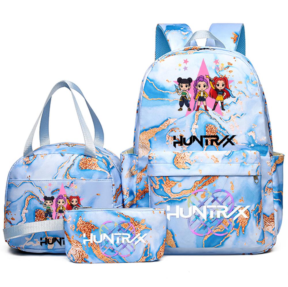 3Pcs/set Anime Demon Hunters Printed Backpack Handbag Pencil Case for Teenager Student Bookbag Schoolbag Women Large Capacity Waterproof Bag