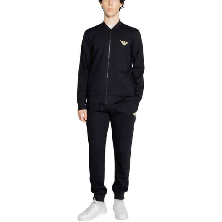 Emporio Armani FW24 Logo Letter Print Zip Casual Sports Suit Unisex Suit Black 112115-4F571-00020
