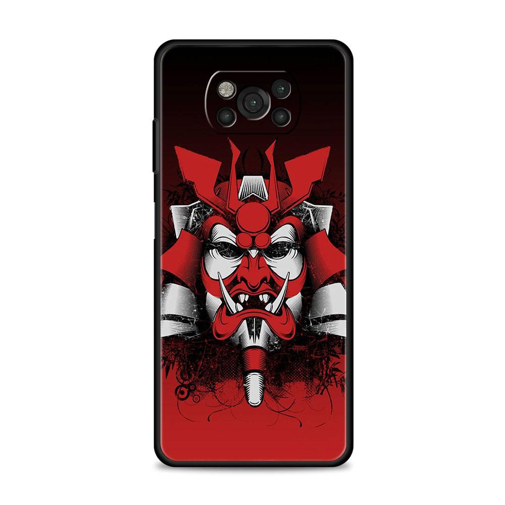 Cover For Xiaomi Poco X3 X4 NFC M3 M4 Pro 5G Mi 11 lite 11T 9T 12 10T 11E Note10 Phone Case Japan Samurai Oni Mask