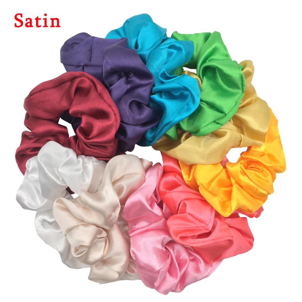 25/10//6 Stück Satin Scrunchies Mädchen Elastisches Haarband Pferdeschwanzhalter Haargummis Mode Damen Accessoires Uni Scrunchy